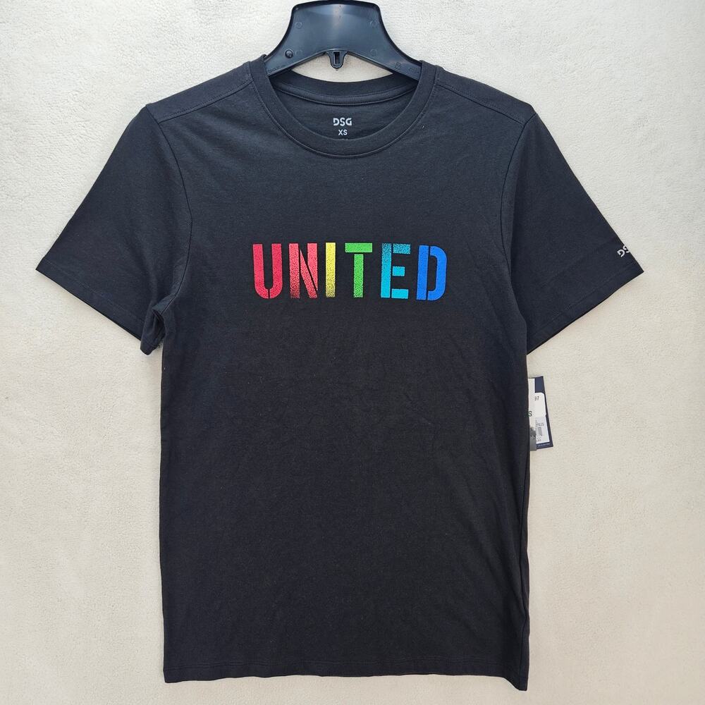 DSG MEN'S XS PURE BLACK SHORT SLEEVE TEE NWT PRIDE UNITED